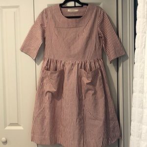 Red and cream stripped dress